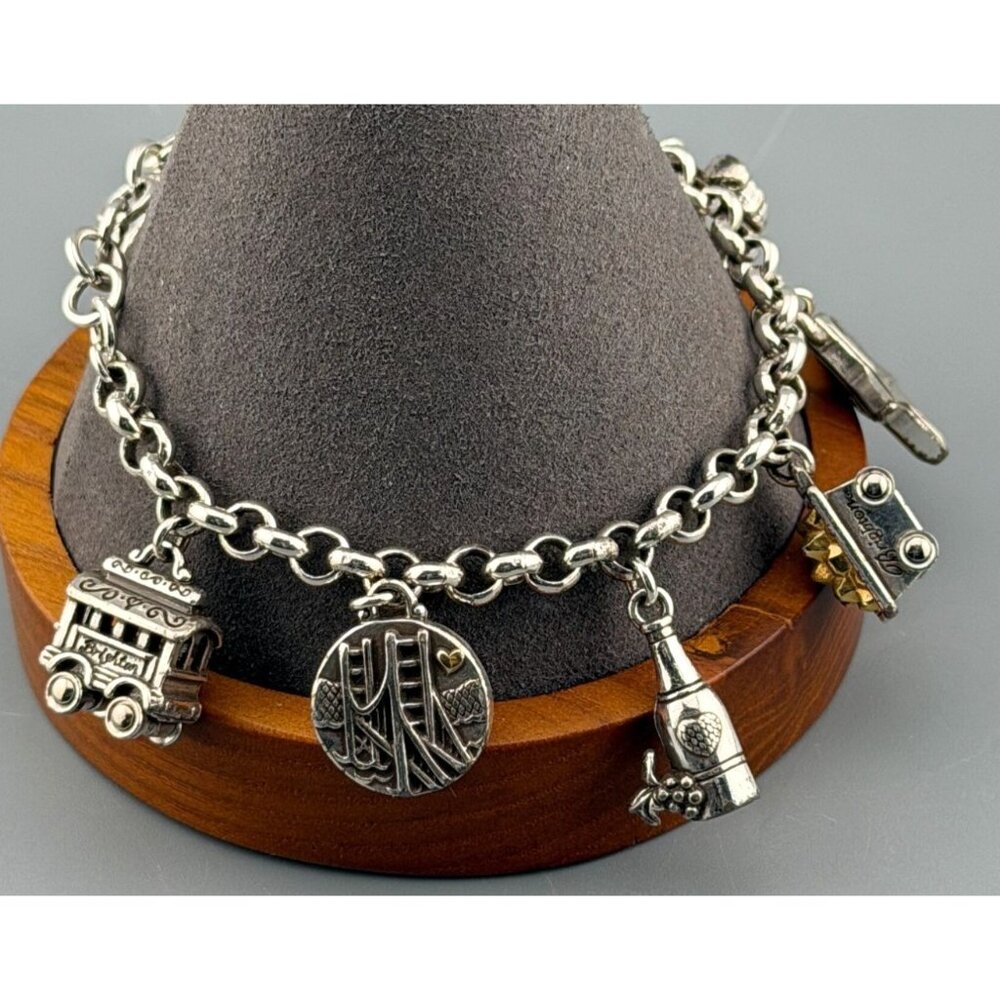 Brighton Travel Theme Charm Bracelet 8” Silver Tone California San Francisco Pal